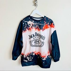 Jack Daniel’s Black & Cream Acid Wash Oversized Sweatshirt Sweater